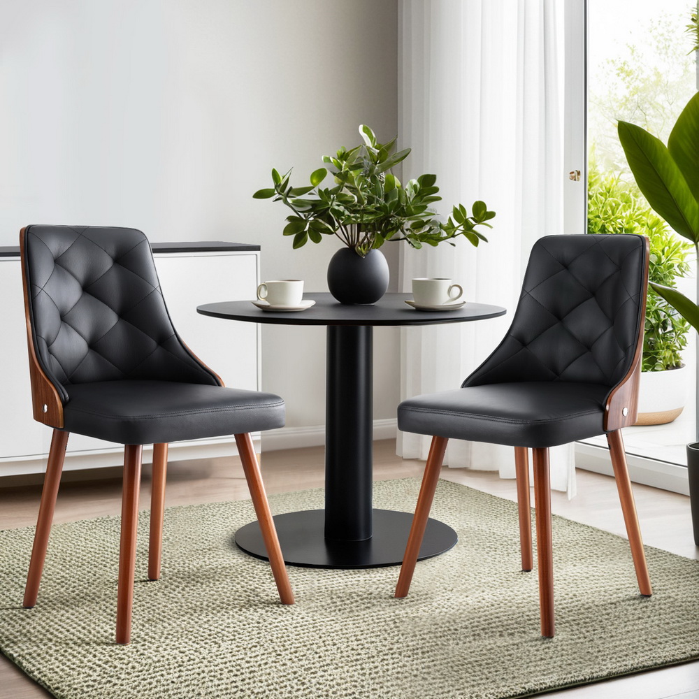 Set of 2 Artiss Dining Chairs Black PU - Image 7