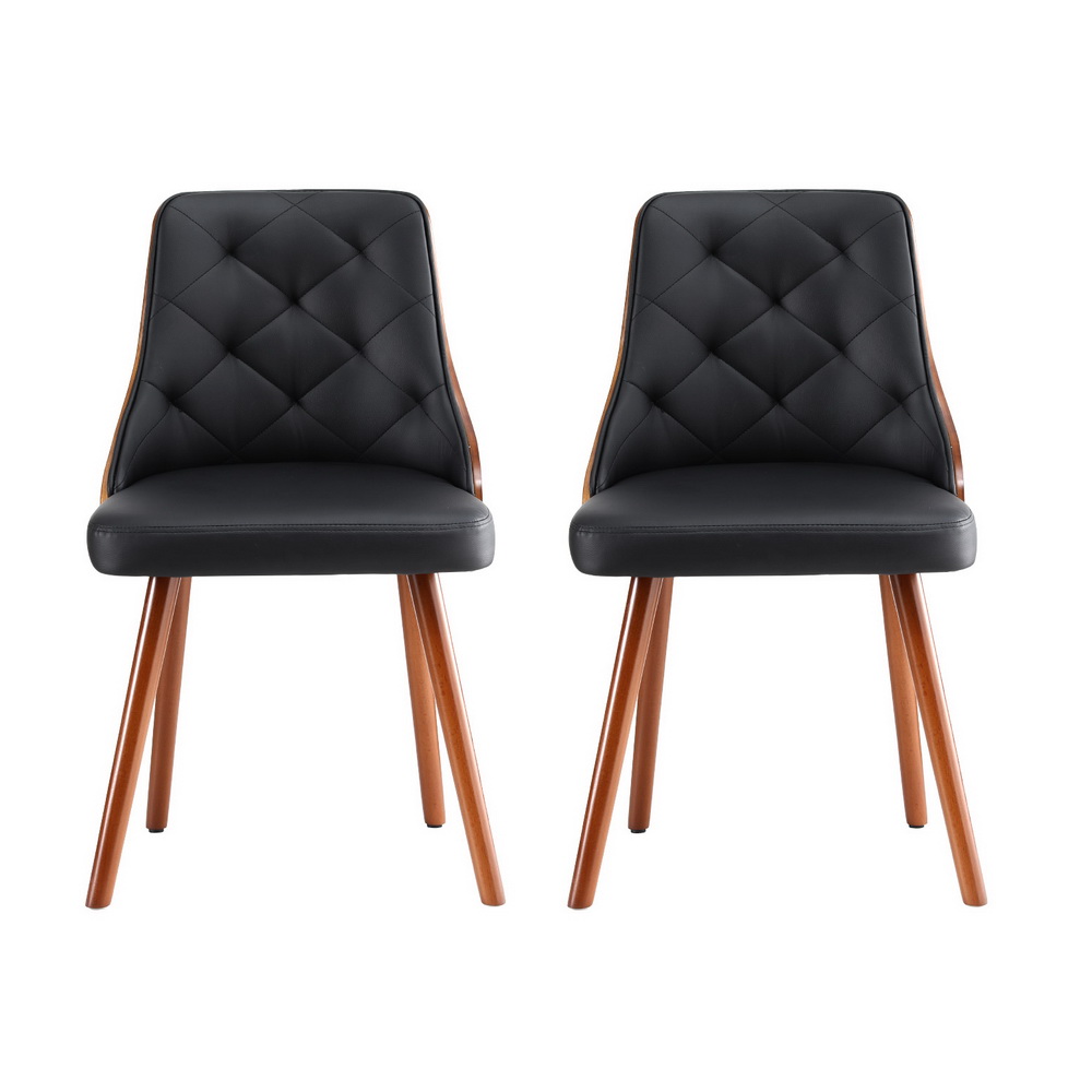 Set of 4 Artiss Dining Chairs Black PU - Image 3