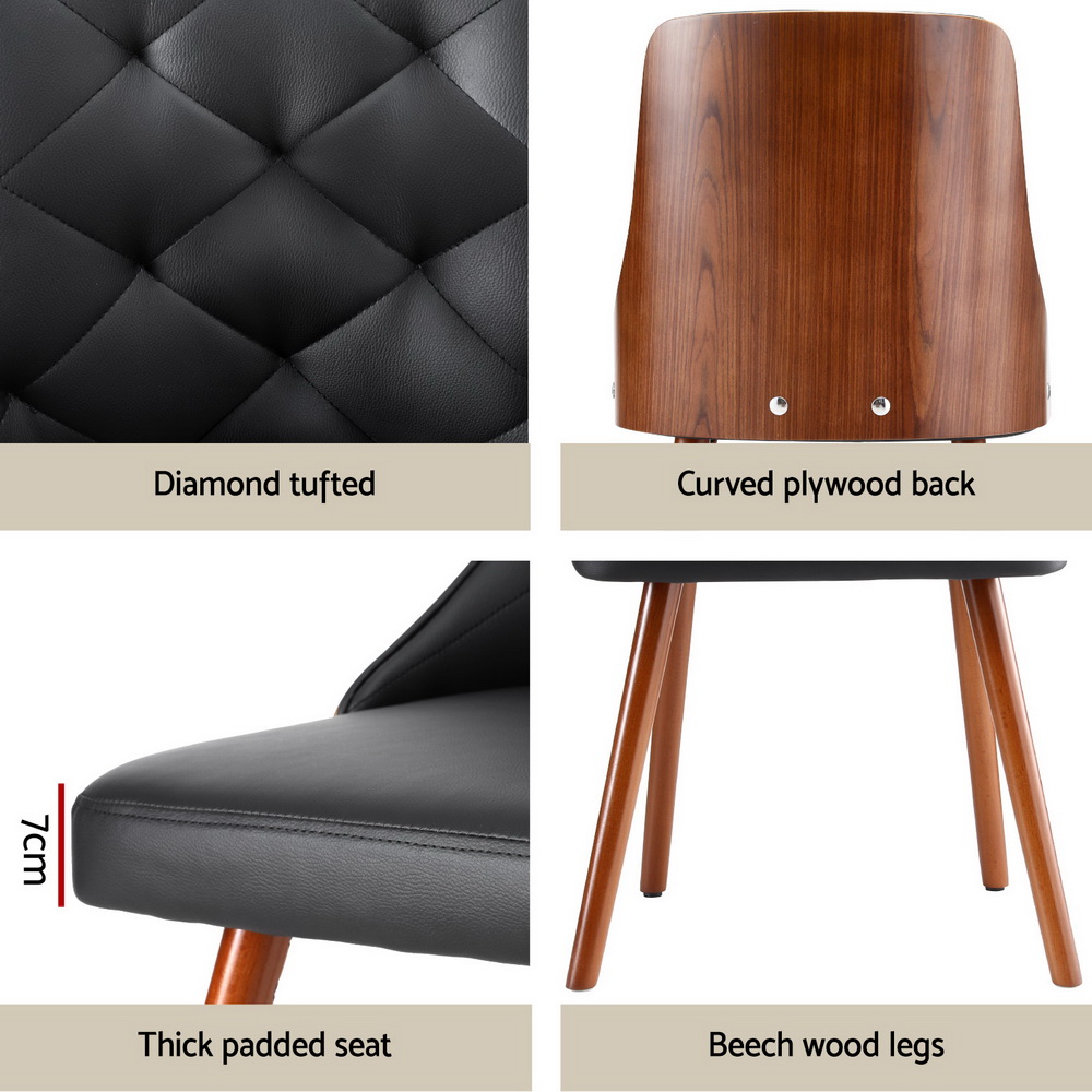 Set of 4 Artiss Dining Chairs Black PU - Image 6
