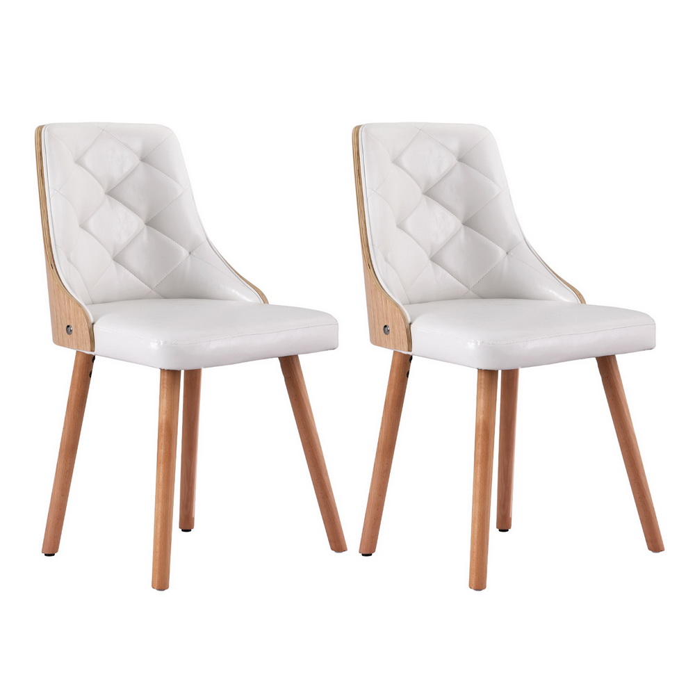 Set of 2 Artiss Dining Chairs White PU
