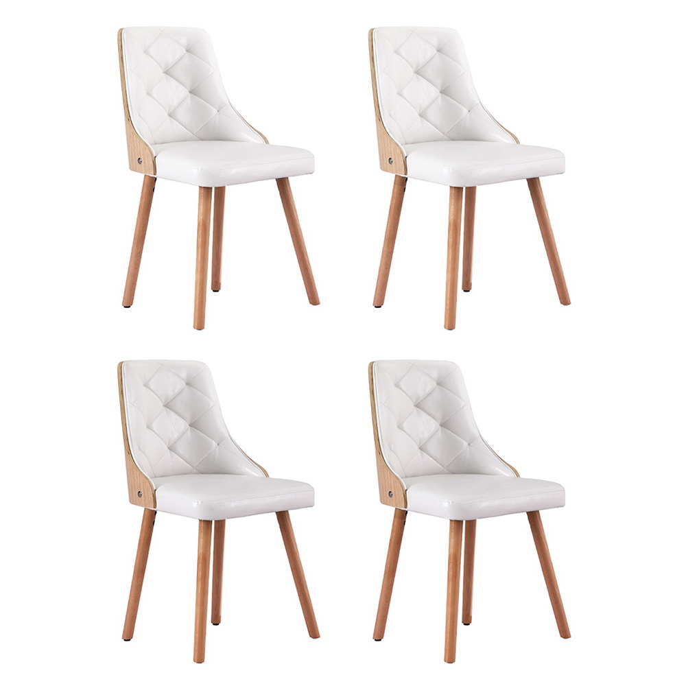 Set of 4 Artiss Dining Chairs White PU