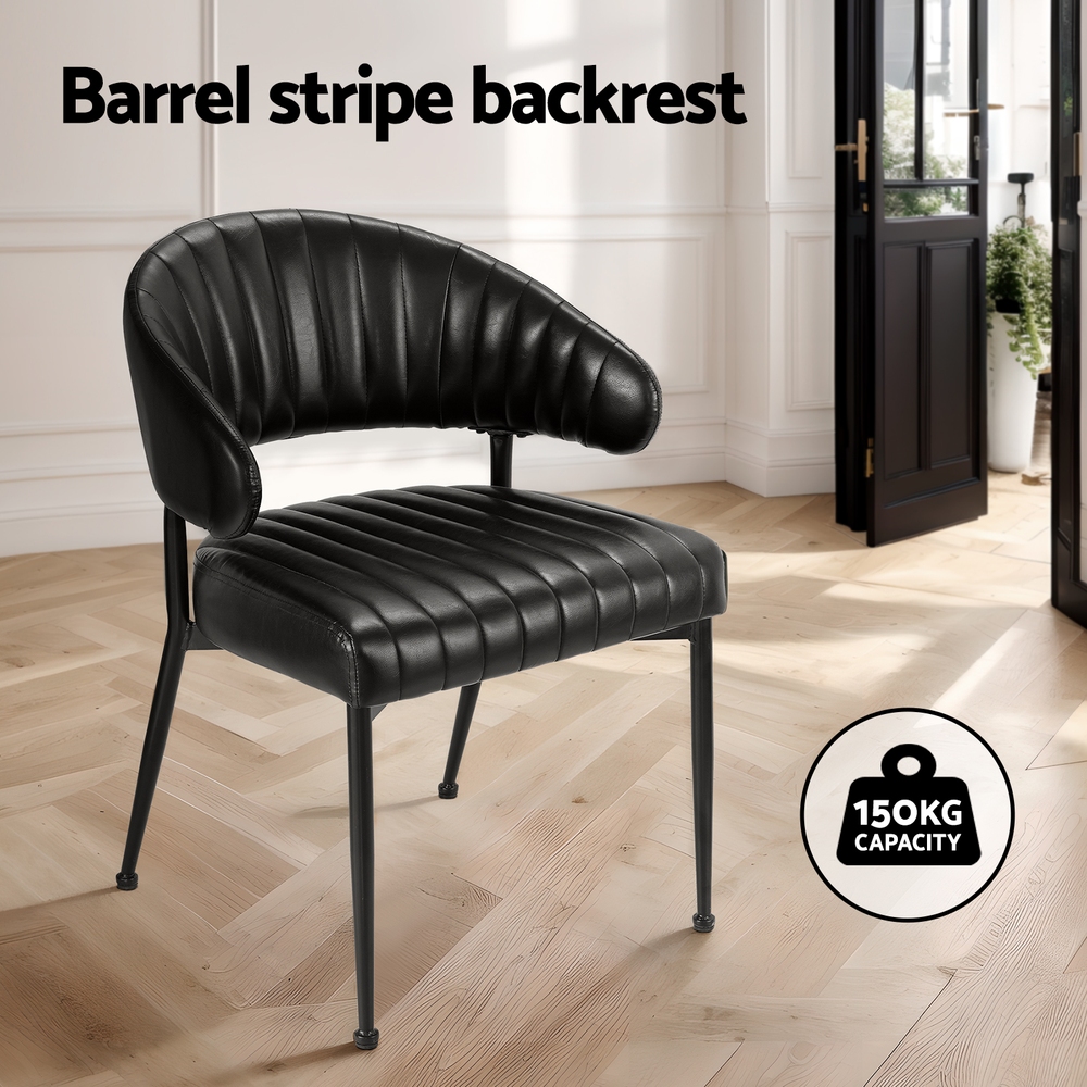 Artiss Dining Chairs Set of 2 Leather Hollow Armchair Black - Image 4