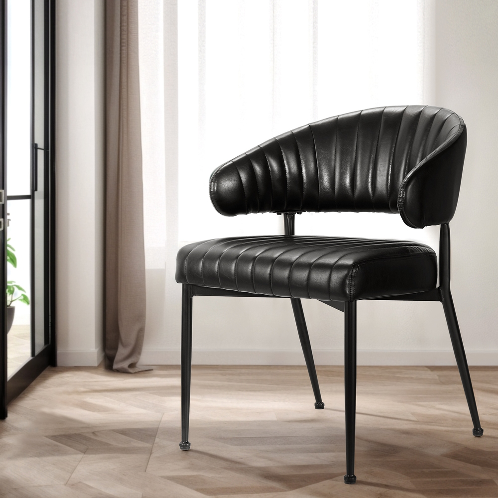 Artiss Dining Chairs Set of 2 Leather Hollow Armchair Black - Image 7