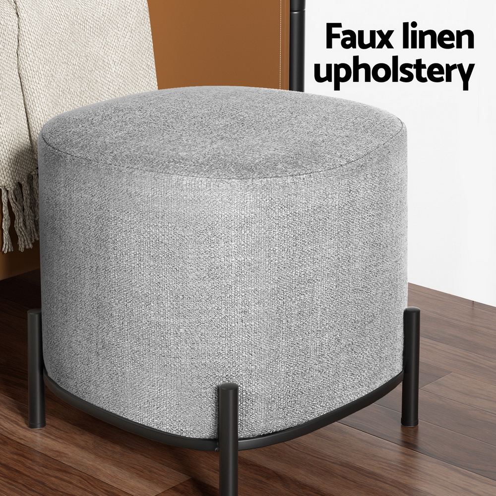 Artiss Ottoman Foot Stool Square Linen Grey - Image 5
