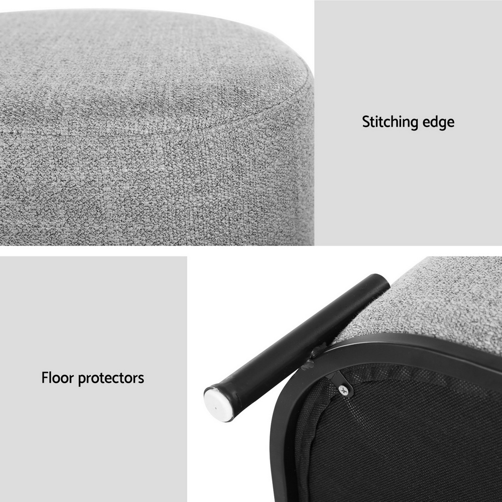 Artiss Ottoman Foot Stool Square Linen Grey - Image 6