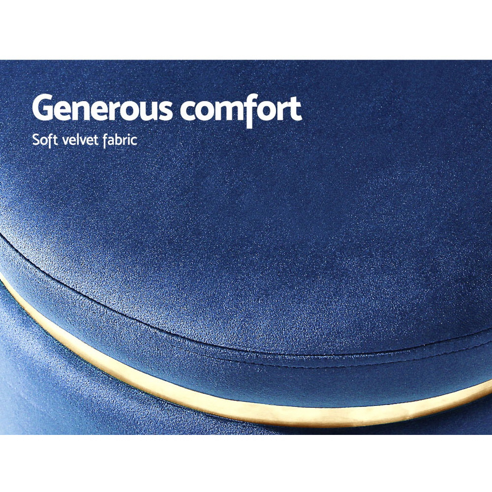 Artiss Ottoman Foot Stool Round Velvet Navy - Image 6