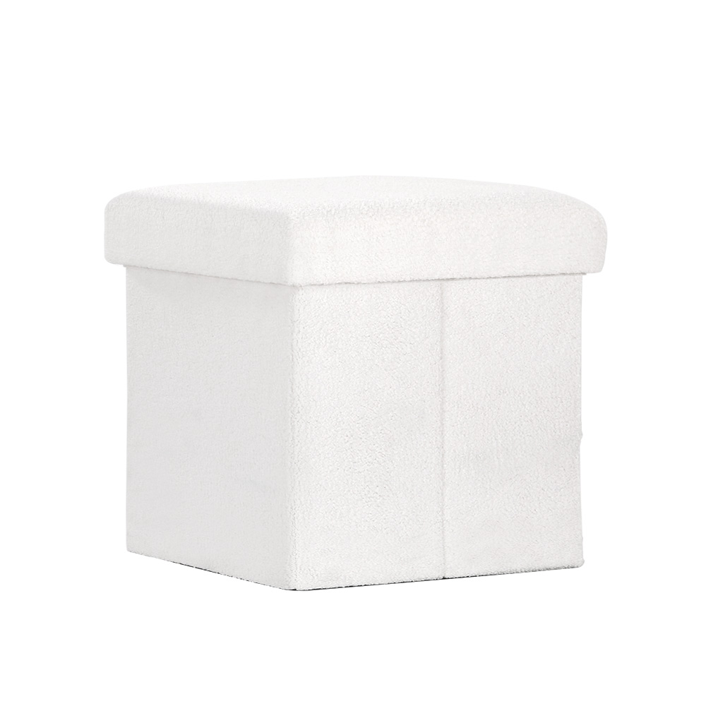 Artiss Ottoman Storage Foot Stool Vanity Square Teddy - Image 7