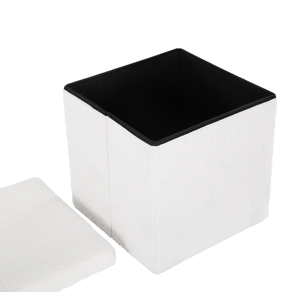 Artiss Ottoman Storage Foot Stool Vanity Square Teddy - Image 3