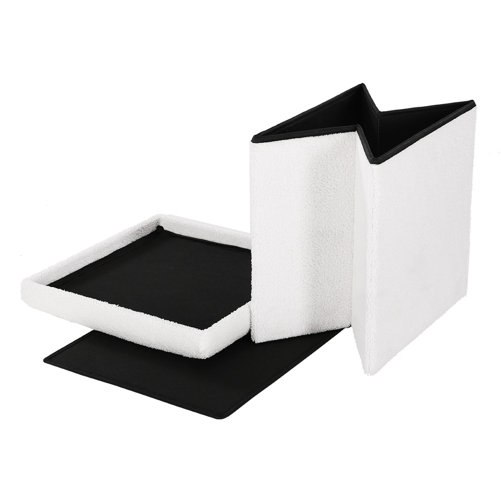 Artiss Ottoman Storage Foot Stool Vanity Square Teddy - Image 4