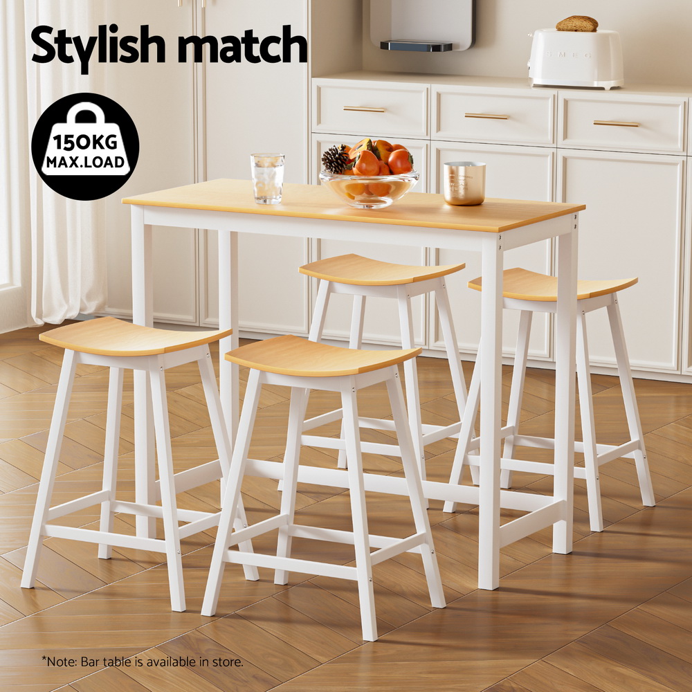 Artiss 4x Bar Stools Wooden Chairs Oak - Image 4