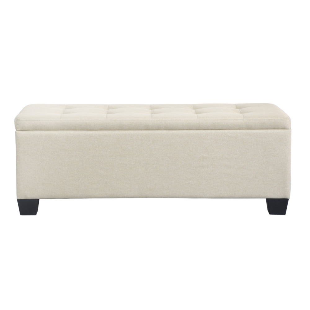 Artiss Storage Ottoman Blanket Box 97cm Linen Beige - Image 3