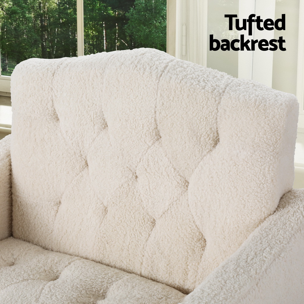 Artiss Armchair Boucle Beige Nicole - Image 4