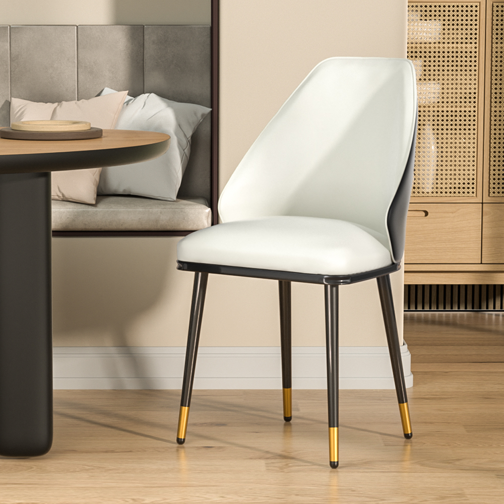 Artiss Dining Chairs Set of 2 Leather Seat Beige and Black - Image 7