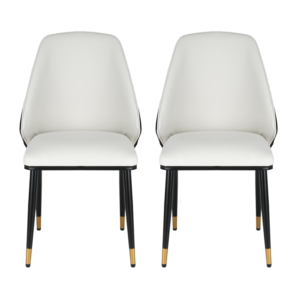 Artiss Dining Chairs Set of 2 Leather Seat Beige and Black - Image 3
