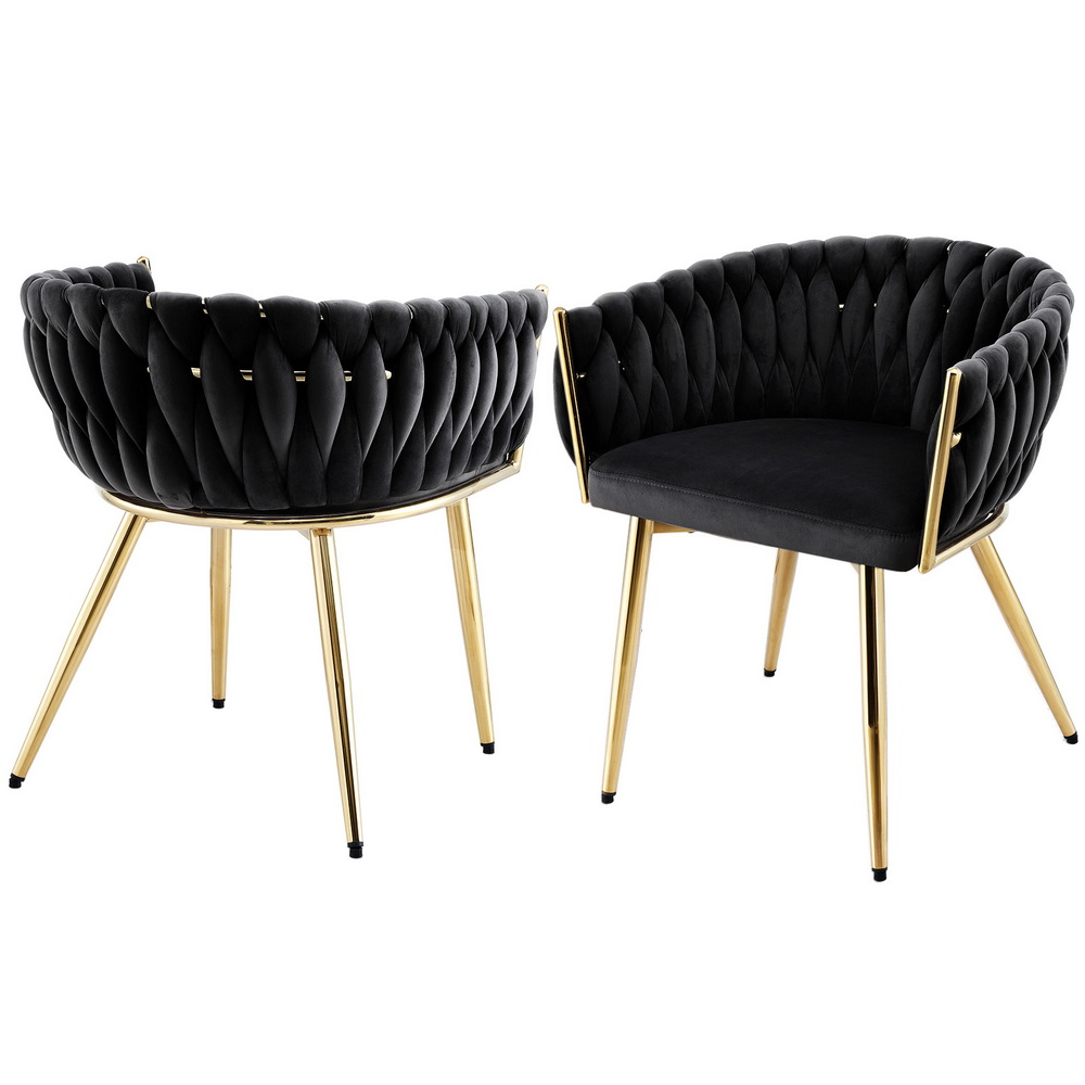Set of 2 Artiss Dining Chairs Velvet Armchair Black