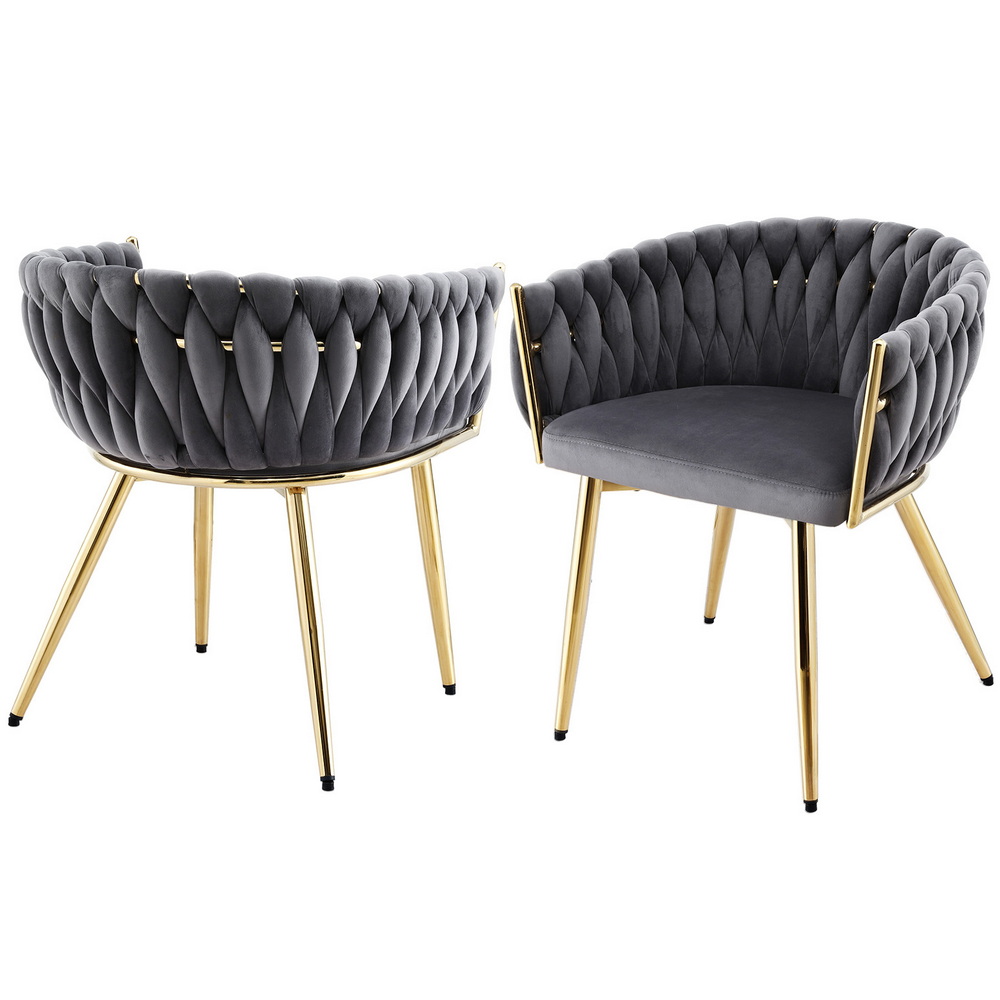 Set of 2 Artiss Dining Chairs Velvet Armchair Grey