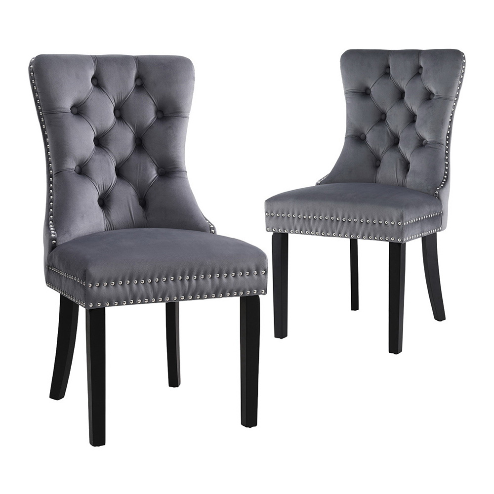 Set of 2 Artiss Dining Chairs Grey Velvet