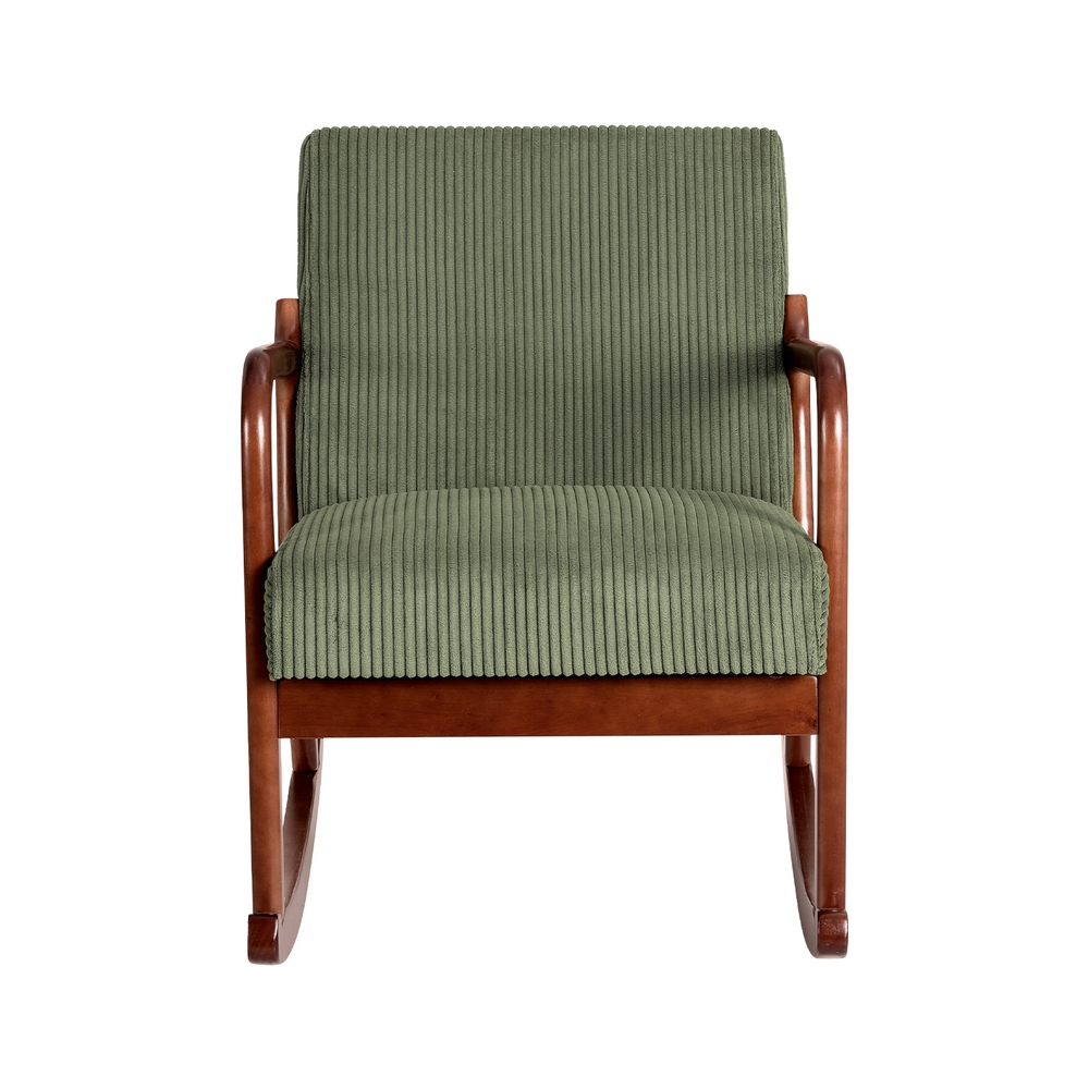 Artiss Rocking Armchair Nursing Chair Corduroy Green - Image 3