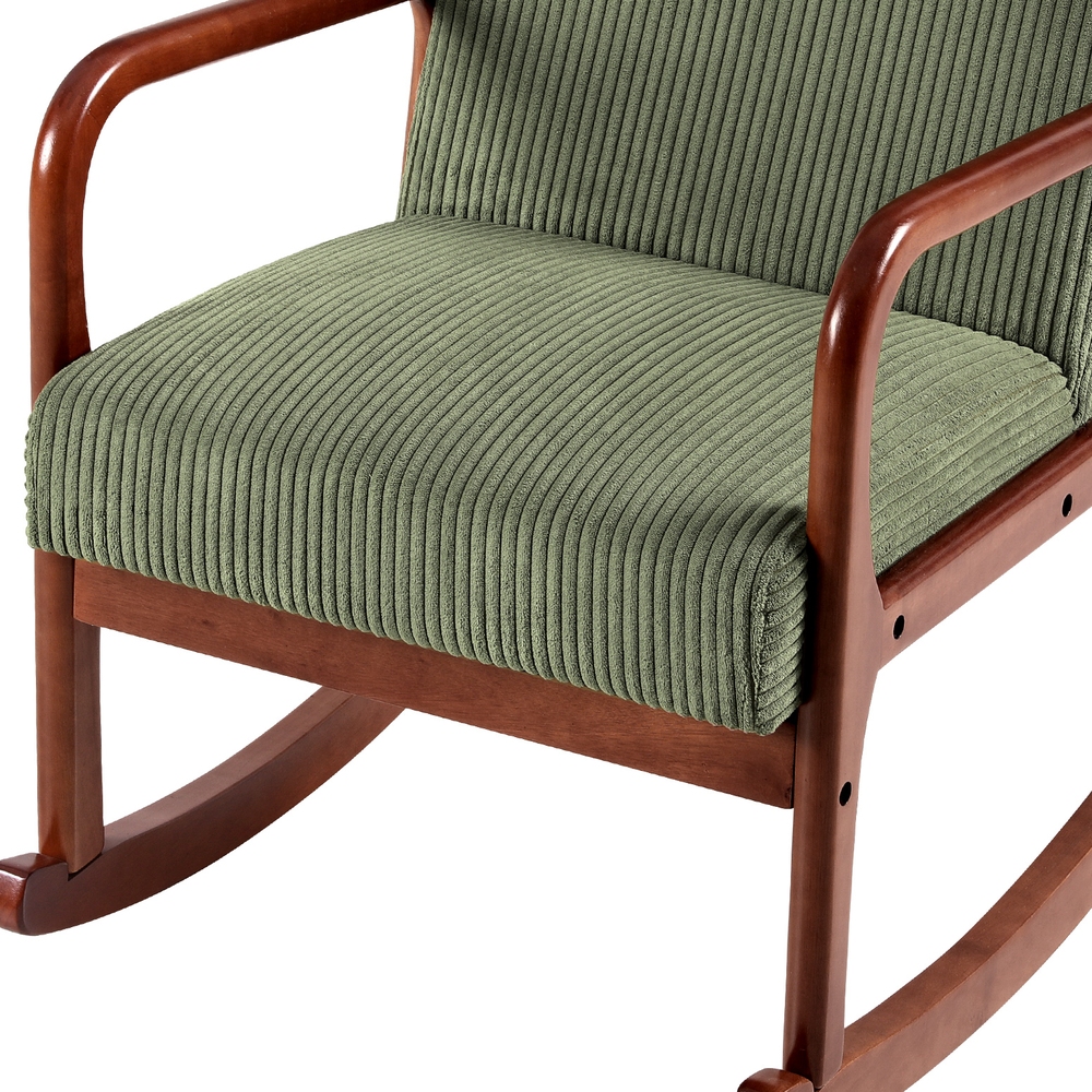 Artiss Rocking Armchair Nursing Chair Corduroy Green - Image 5
