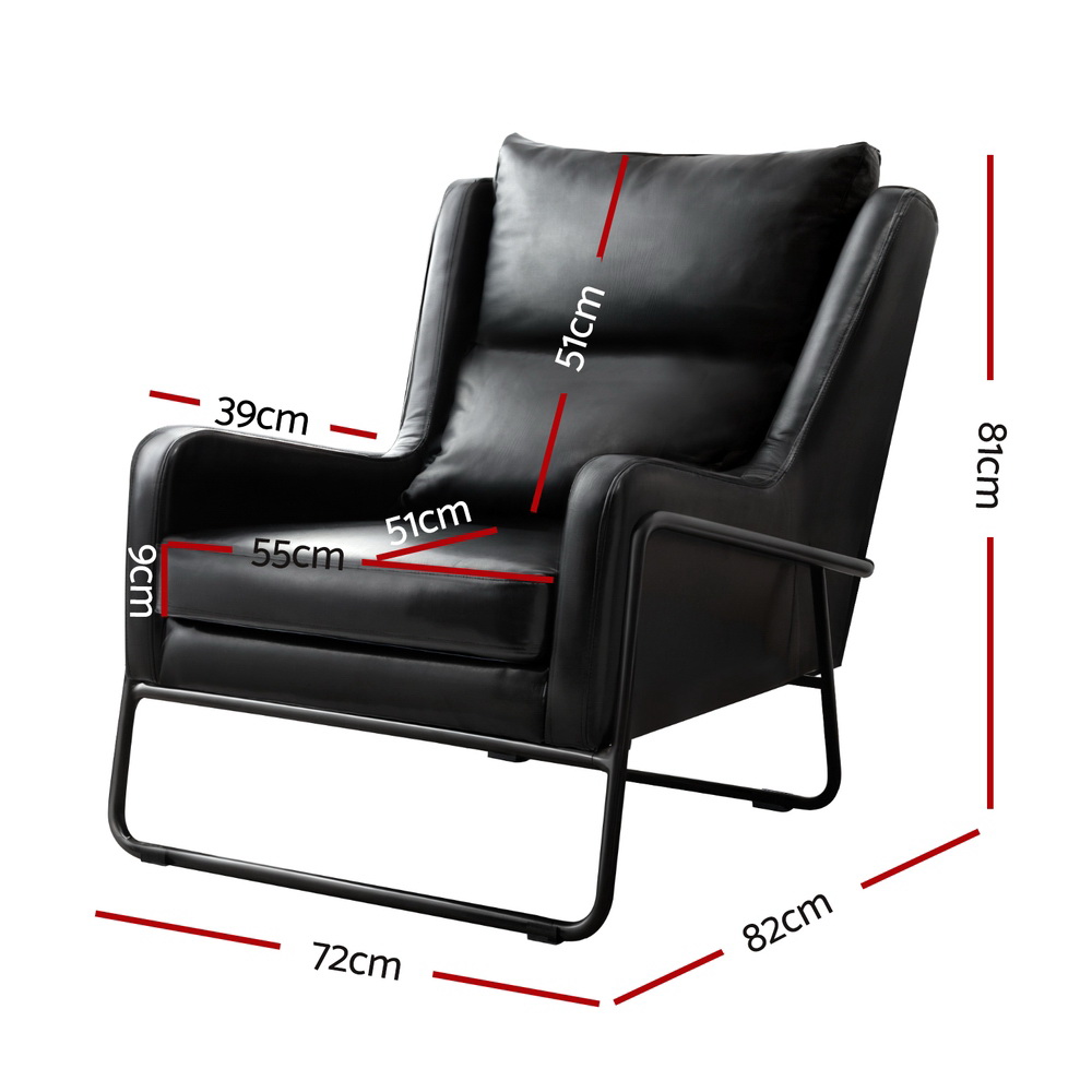 Artiss Armchair Accent Chair PU Leather Wingback Black - Image 2