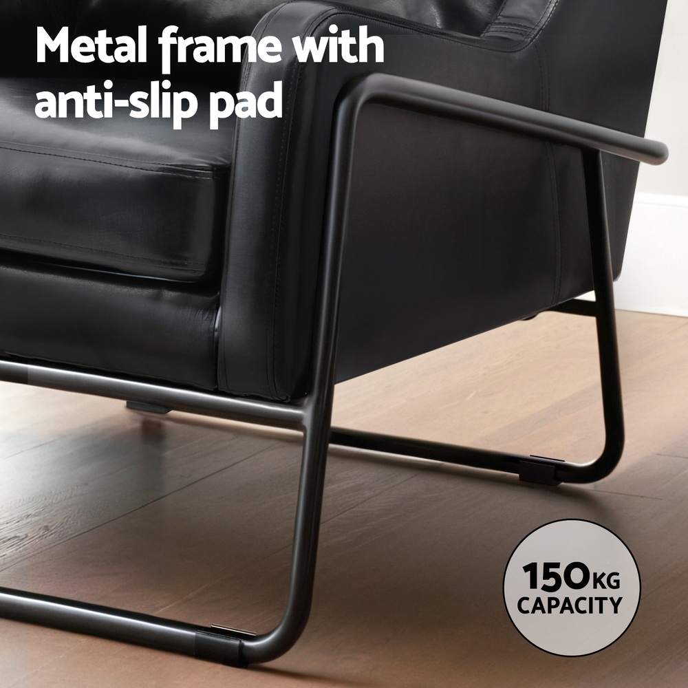 Artiss Armchair Accent Chair PU Leather Wingback Black - Image 6