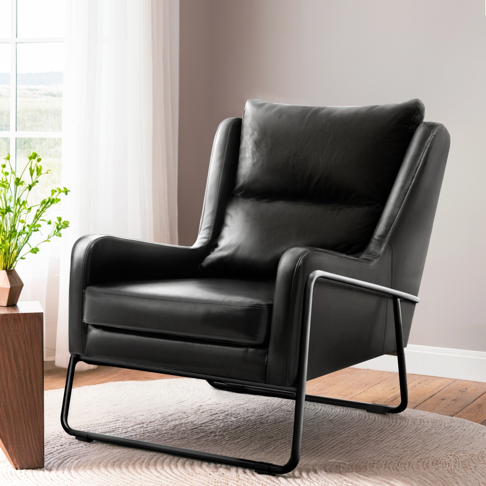 Artiss Armchair Accent Chair PU Leather Wingback Black - Image 7