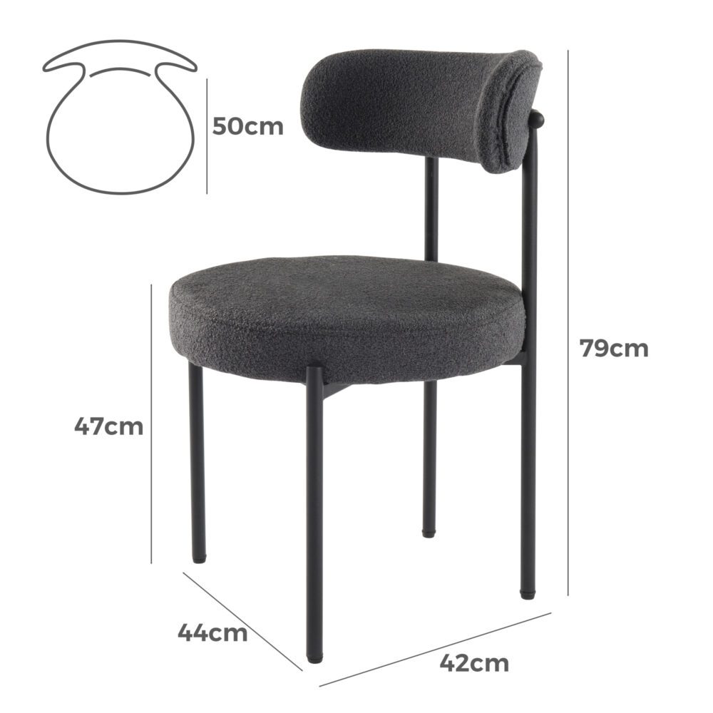Charcoal Chic Boucle Elsa Dining Chairs - Image 8