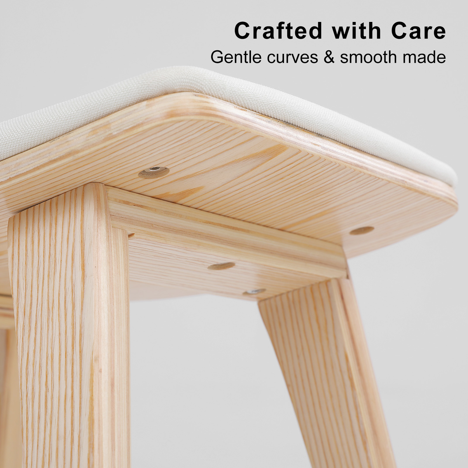 4X Wooden Bar Stool Padded Fabric Dining Chair KANSO 65cm BEIGE - Image 5