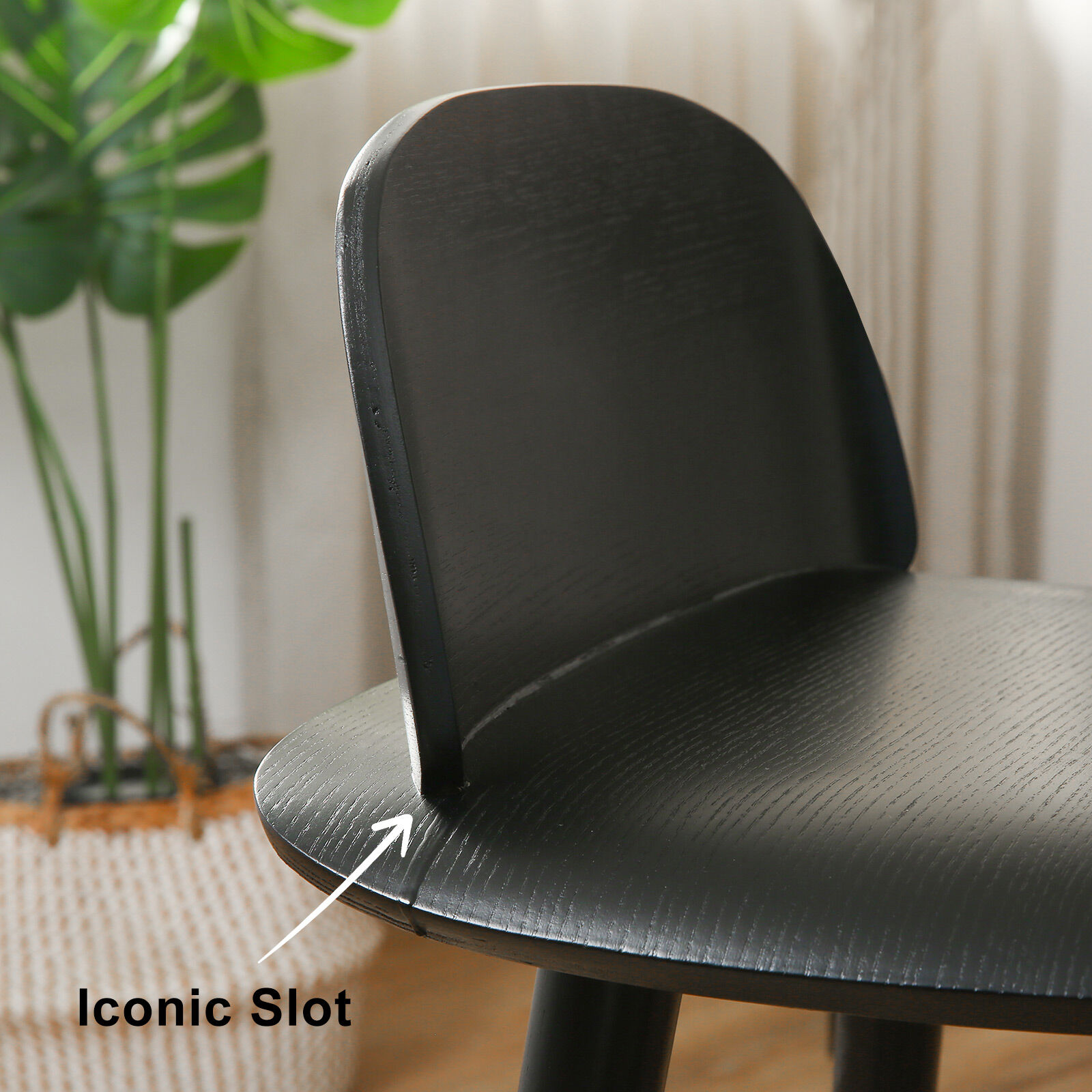 2X Wooden Bar Stool Dining Chair Ash Wood ELISE 65cm BLACK - Image 4