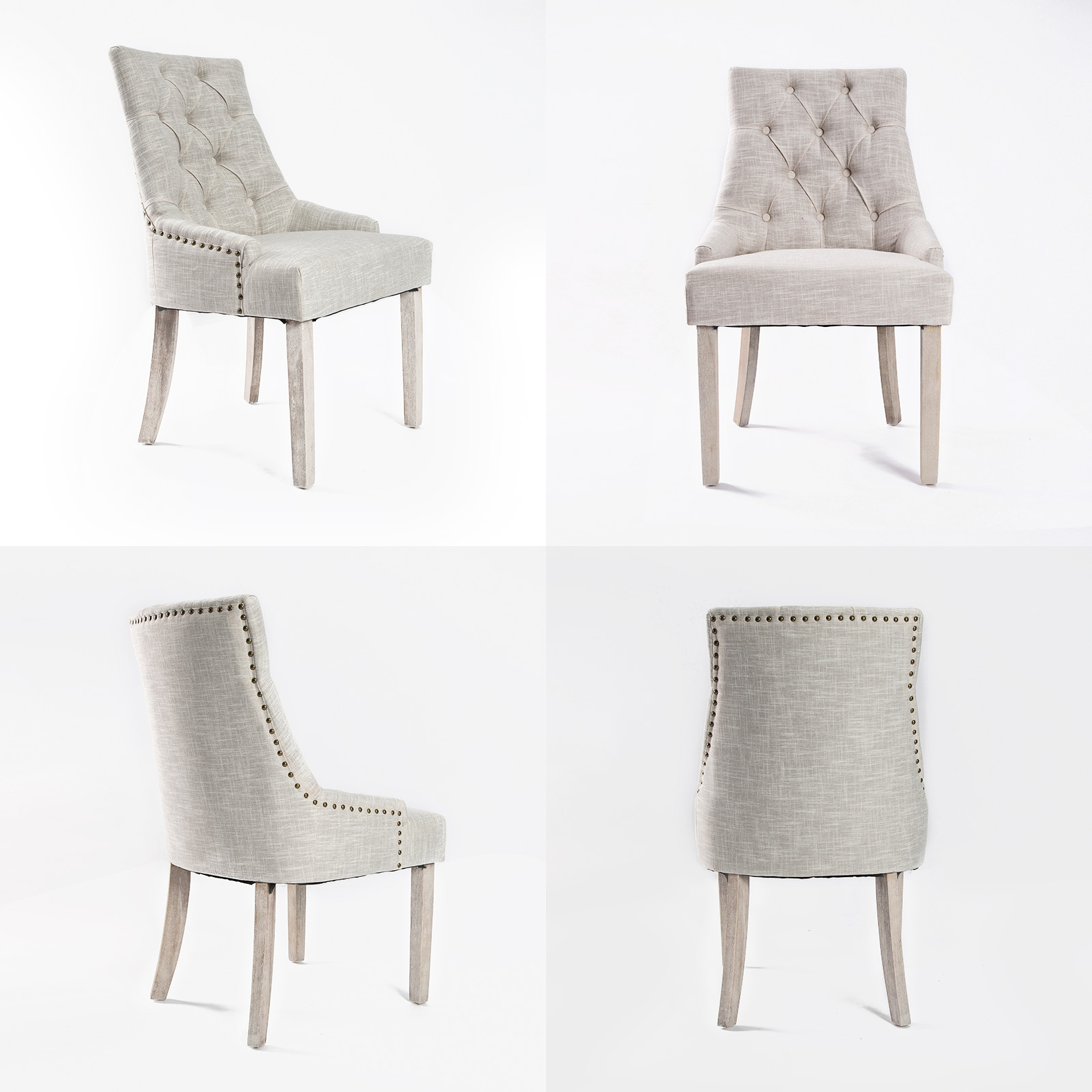 2X French Provincial Dining Chair Oak Leg AMOUR CREAM - Image 4