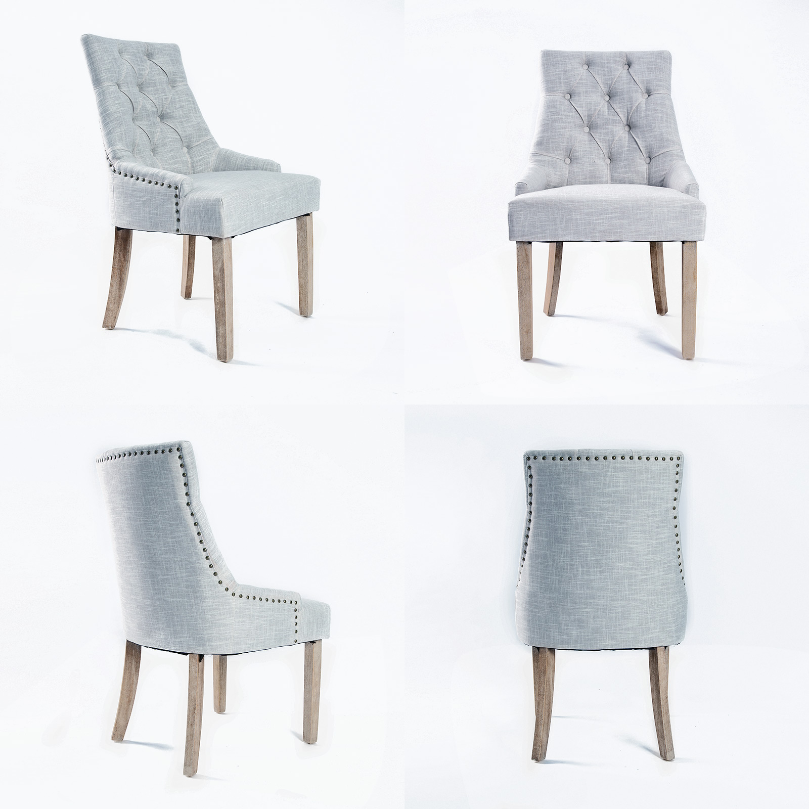 2X French Provincial Dining Chair Oak Leg AMOUR GREY - Image 4