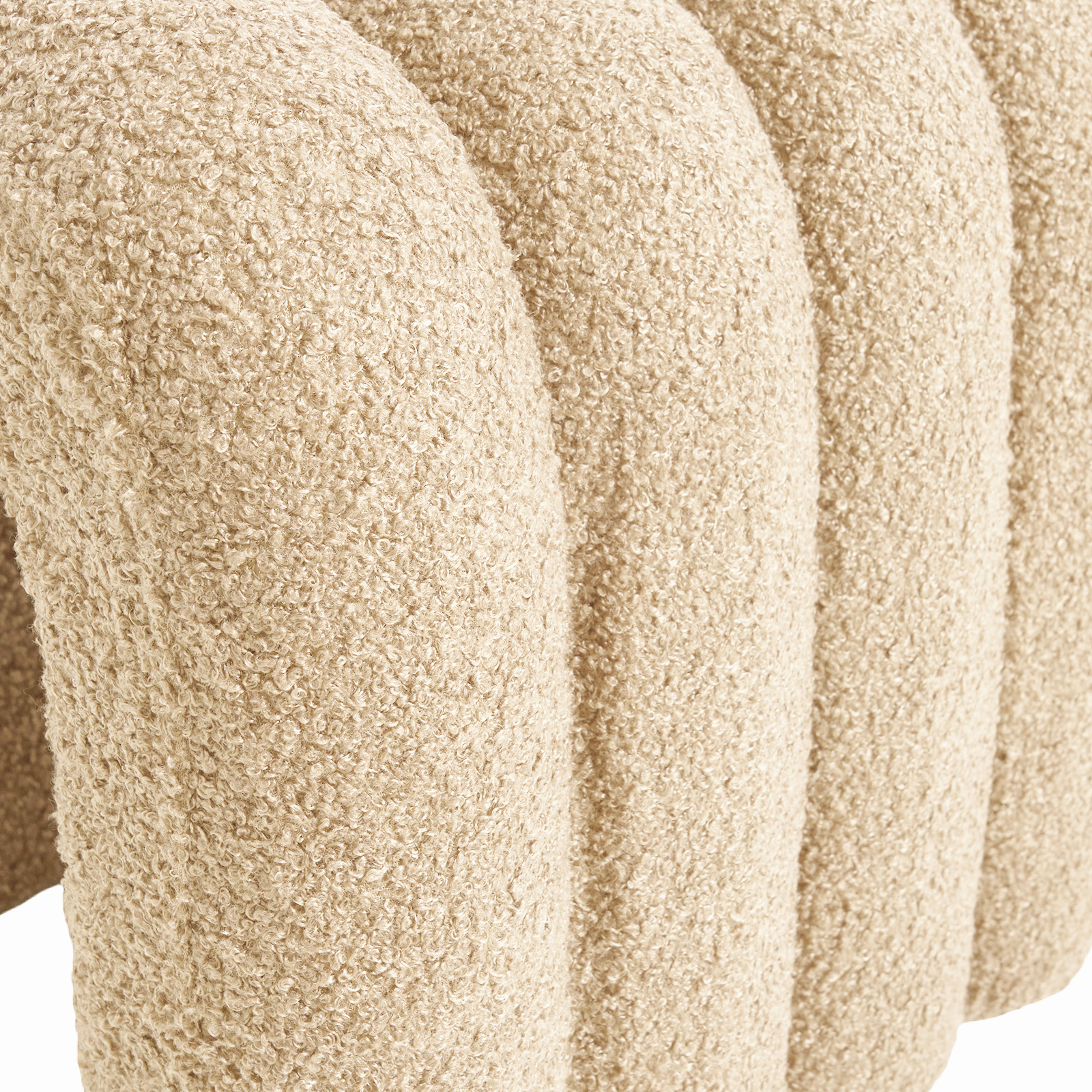 Ridge Arch Ottoman Stool Teddy Fleece Fabric Foot Rest 45cm BEIGE - Image 3