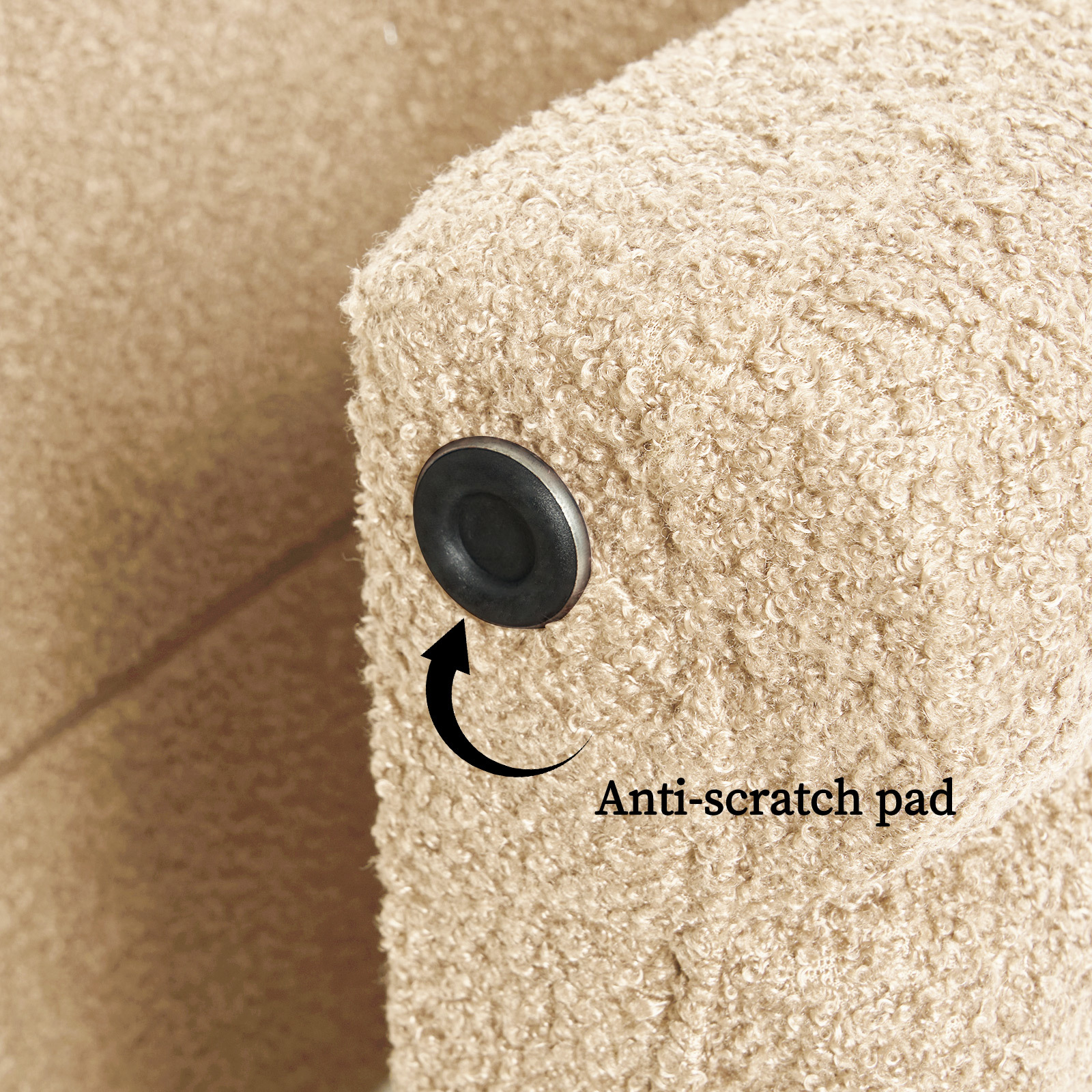 Ridge Arch Ottoman Stool Teddy Fleece Fabric Foot Rest 45cm BEIGE - Image 9