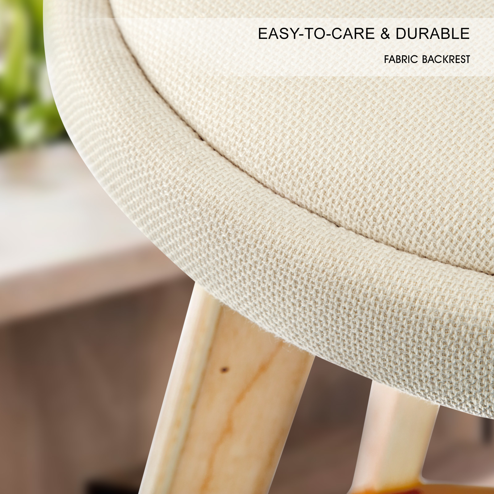 2X Wood Bar Stool Dining Chair Fabric LEILA 72cm BEIGE - Image 10