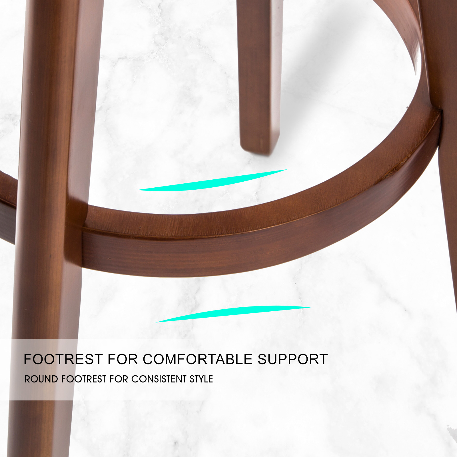 4X Wooden Bar Stool Dining Chair Leather LEILA 72cm BLACK BROWN - Image 5