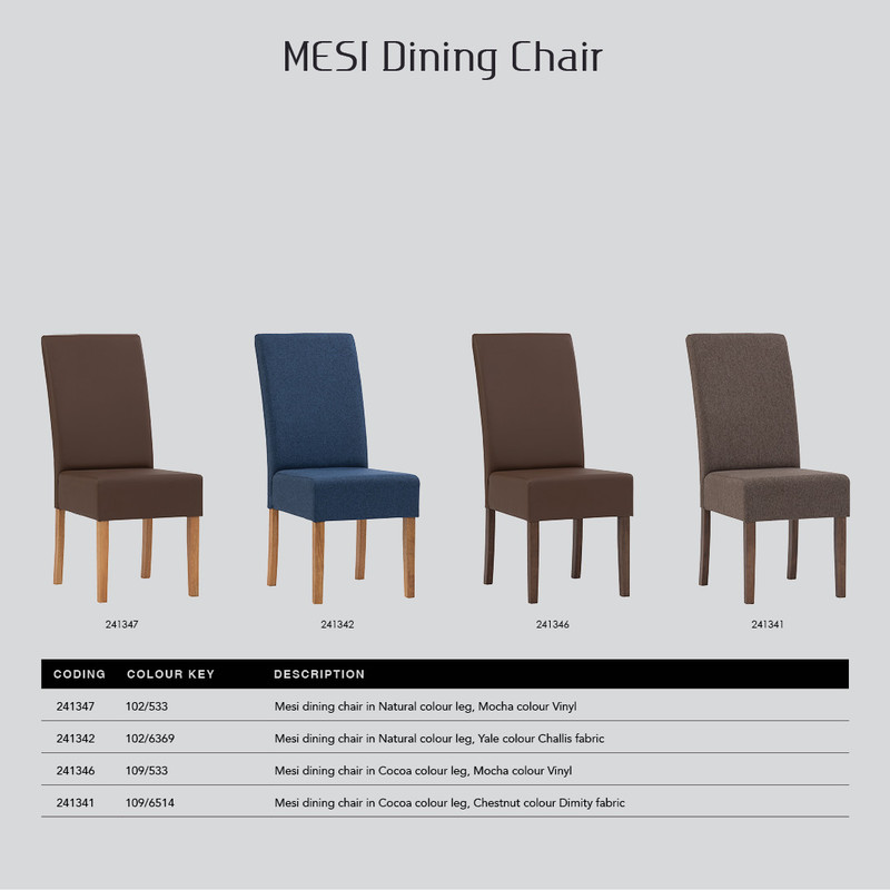 Mesi Dining Chair x2 - Natural Colour Legs Blue Colour Challis Fabric Upholstery - Image 5
