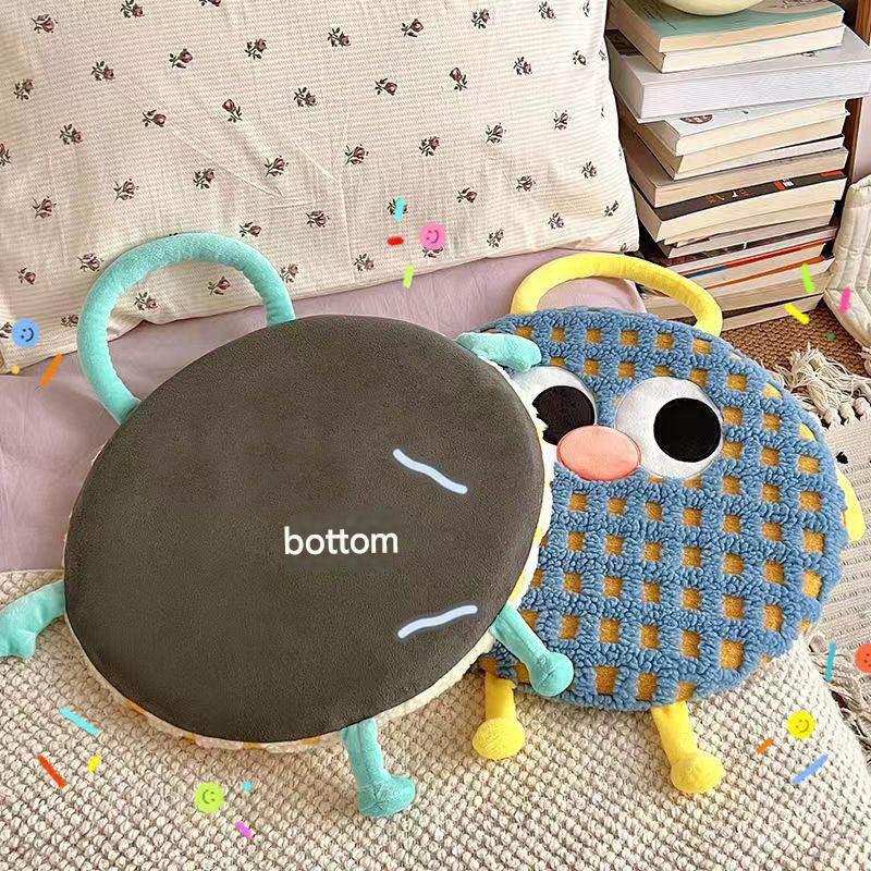 Yellow Plaid Cute Cartoon Round Memory Foam Seat Cushion - Detachable & Washable - Image 5