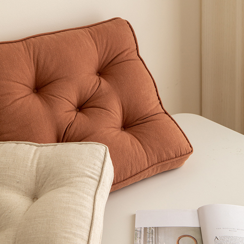 Orange Soft And Thick Seat Cushion - Cotton Linen Blend Chair Pad with Ties - 43x43cm - Image 4
