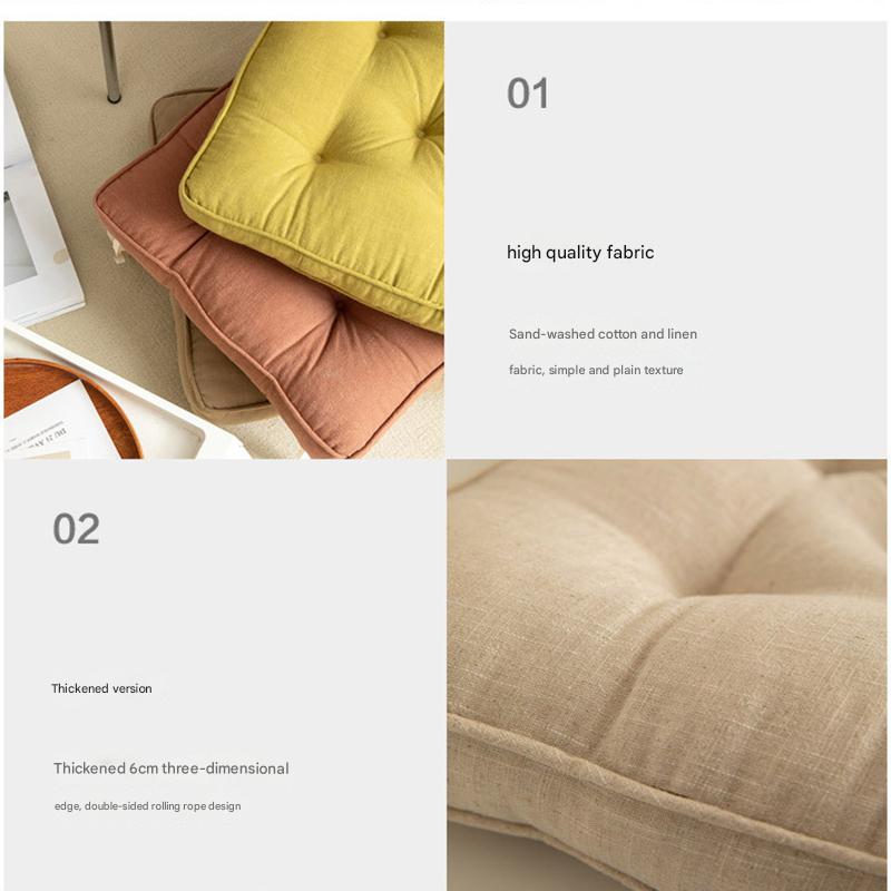 Orange Soft And Thick Seat Cushion - Cotton Linen Blend Chair Pad with Ties - 43x43cm - Image 6