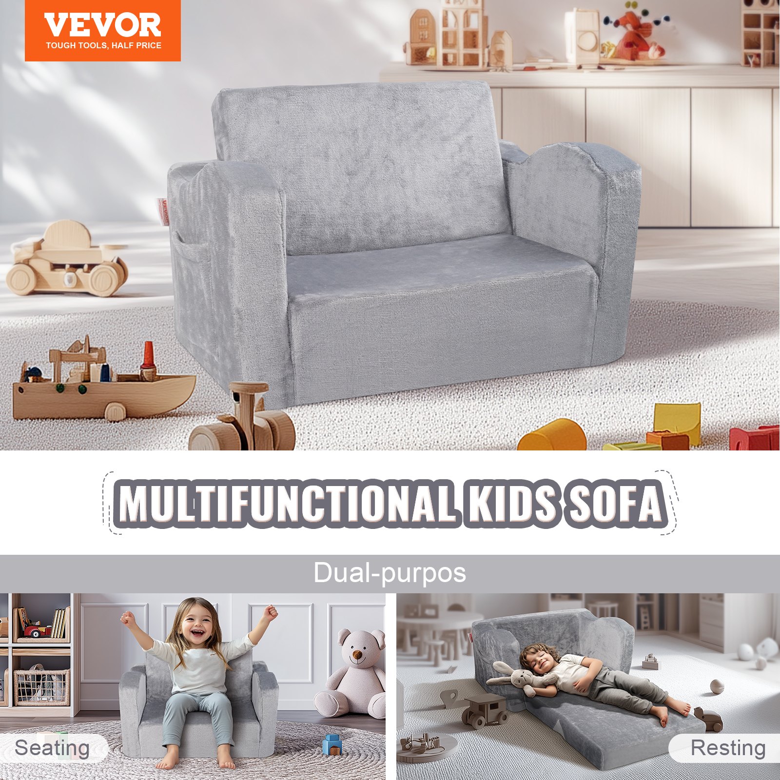 SeatScape VEVOR Baby Chair Foldable 2-in-1 Comfy Baby Lounger Couch ...